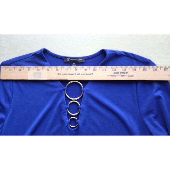 TOP/BLOUSE-INC INTERNATIONAL CONCEPTS-Royal Blue-3/4 Sleeves-Decorative Rings-M - Picture 8 of 13